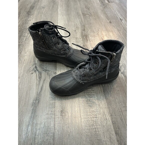 Sperry Boots Womens 7.5 Syren Gulf Zip Lace Up Winter Duck Bootie STS99766 Black - Picture 4 of 8